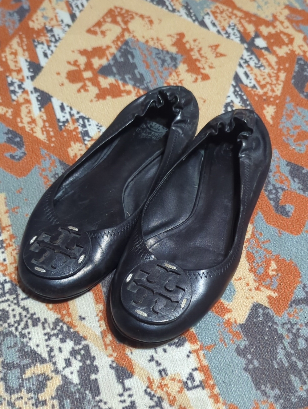 Tory Burch Black Minnie Traveler Ballet Flats Sz 9